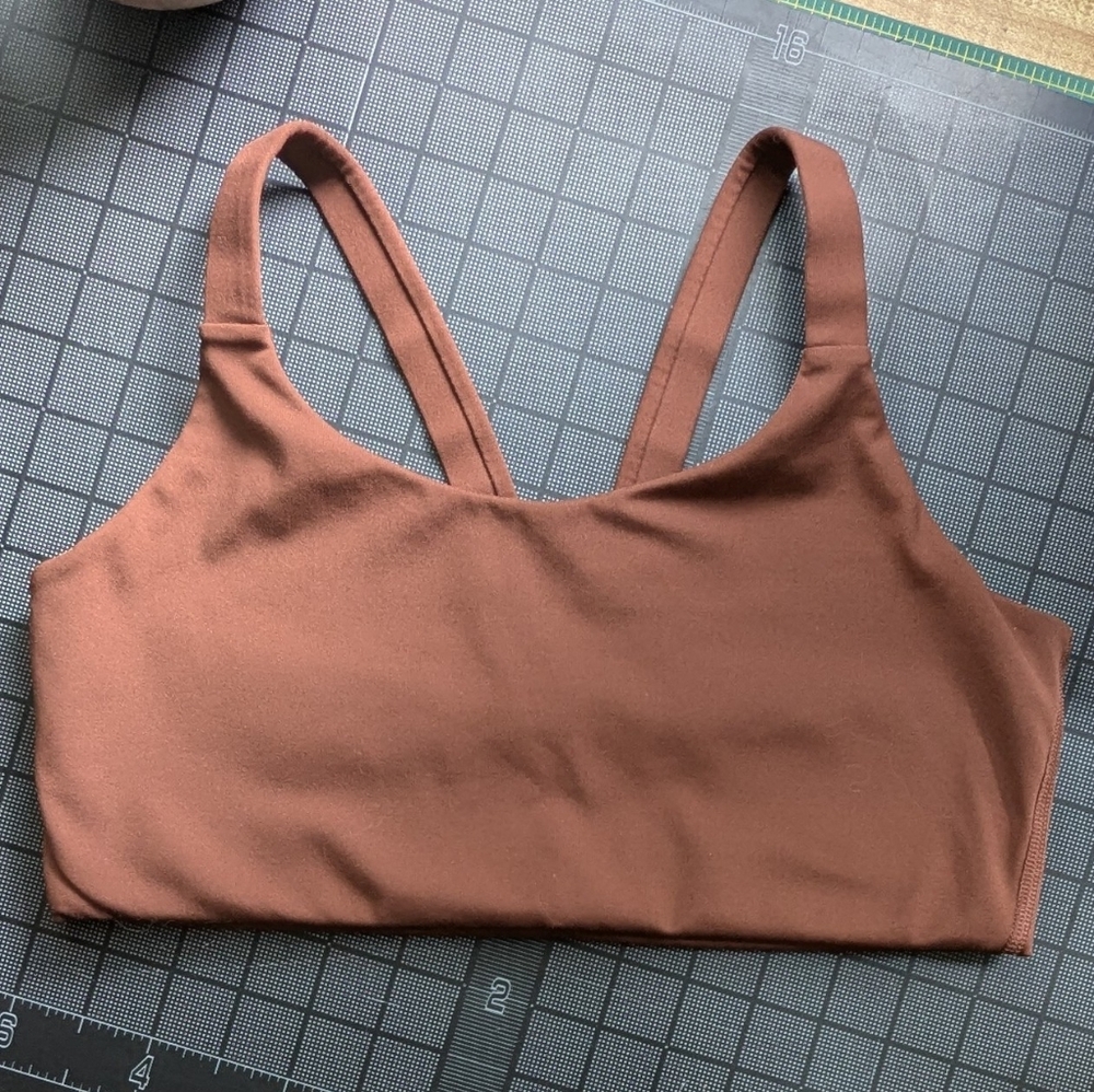 Girlfriend Collective Brown Sports Bra with Wide Straps